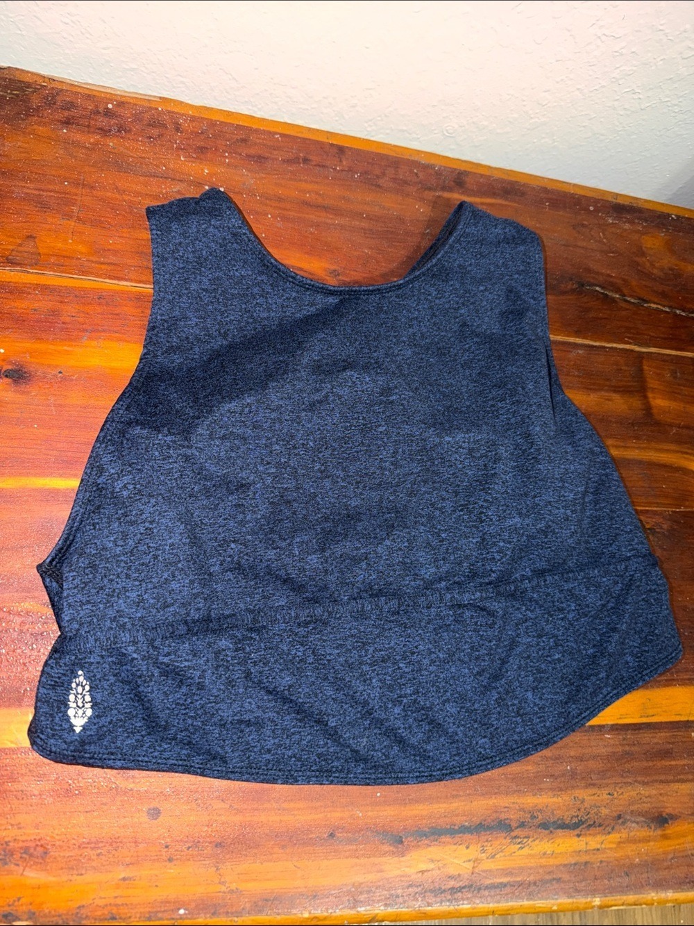 Free People FP Movement Heathered Blue Cross Back High Neck Cropped Tank